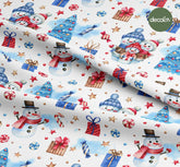 Snowmen Gift Wrapping Patterned Digital Printed Christmas Fabric